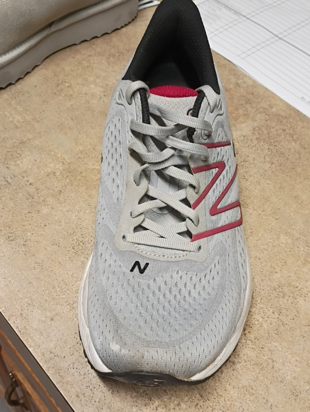 New Balance Light Gray and Pink Men’s Athletic Running Shoe